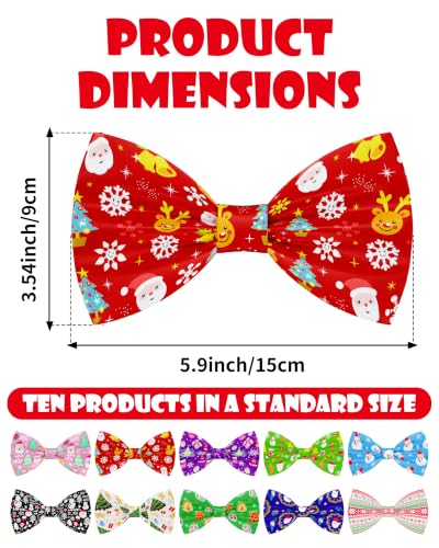 10 Pack Christmas Dog Bowties for Extra Large Dogs Sliding Collar (L/XL)
