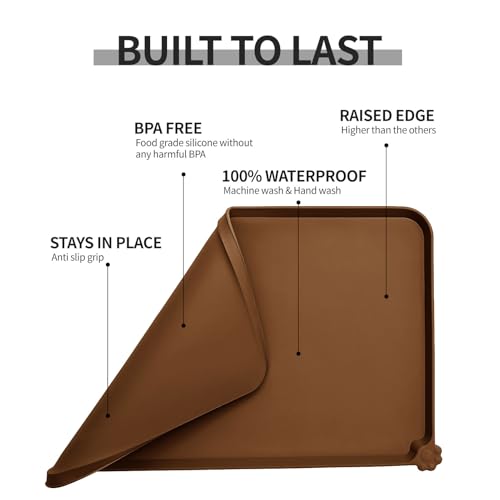 Silicone Pet Feeding Mat (Brown / 28" x 18")