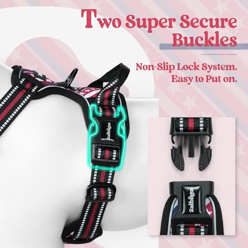 Dog Harness No Pull for Large Dogs with 2 Leash Clips (X-Large / Red Stripe)