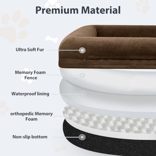 Human Dog Bed Orthopedic for Adult & Dogs Comfy Sleeping (Brown / Human (71x46x7.5in))