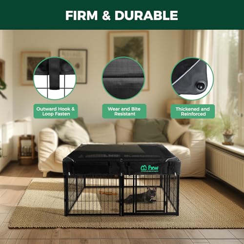 Homeplus Indoor Dog Playpen with Mesh Top Cover (Black / 24"H)