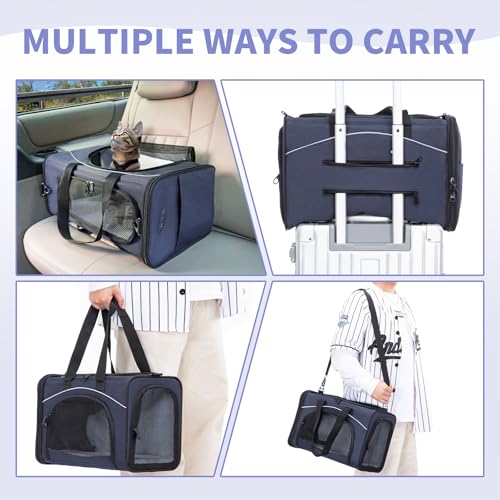 Airline Cat Carrier for Small Cats (Navy / 16.5"L x 8.6"W x 11.0"H)