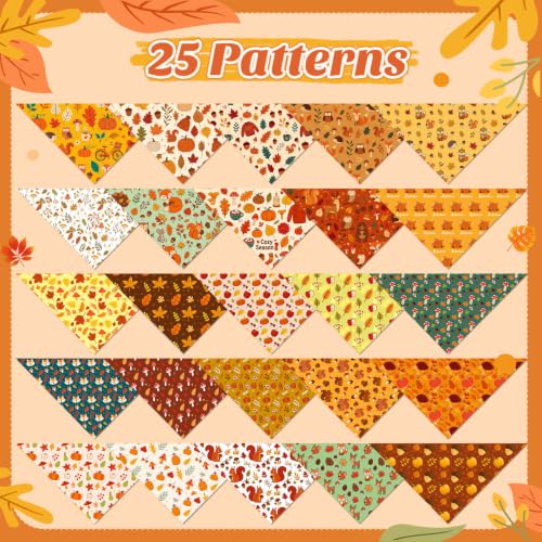100 Pcs Fall Dog Bandanas Bulk Autumn Leaf Pumpkin Acorn Mushroom (Woodland Autumn / 25.6 x 17.7 x 17.7 Inch)