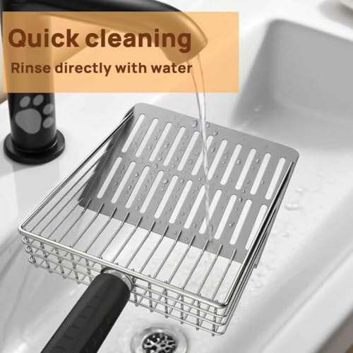 Heavy Duty Stainless Steel Cat Litter Scoop with Holder