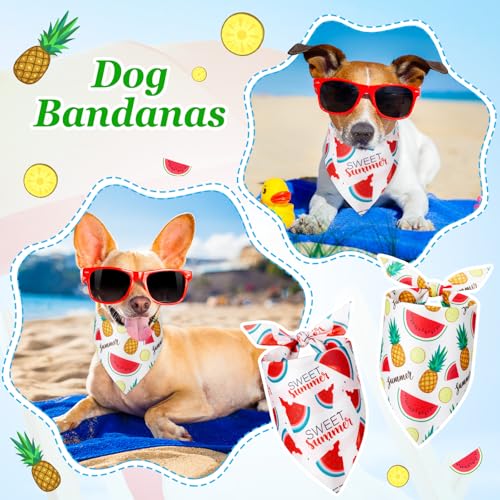 50 Pcs Fruit Dog Bandanas Bulk for Summer Soft Bibs Adjustable Triangle Pet Bandana for Small Medium Large Costume (Fruits Pattern / 25.6 x 17.7 x 17.7 Inch)