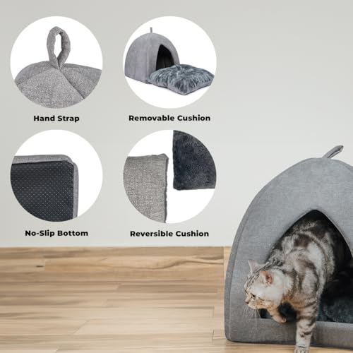 Cat Bed for Indoor Cat (Gray (Tent) / 20" x 20" x H:22")