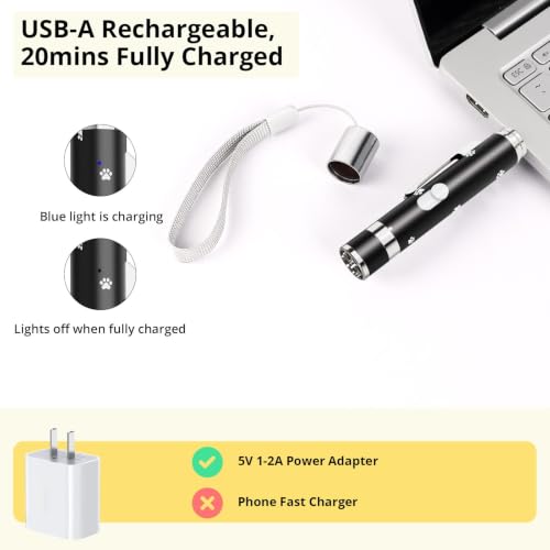 Cat Toy Interactive USB Rechargeable Chase Toy for Indoor Pet Cat & Dogs (Black 1pcs)