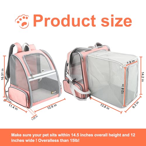 Innovative Traveler Bubble Backpack Pet Carriers for Cats and Dogs (Expandable-Pink)