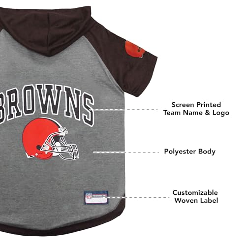 Hoodie for Dogs & Cats. NFL Football Licensed Dog Hoody Tee Shirt (Large / Cleveland Browns)