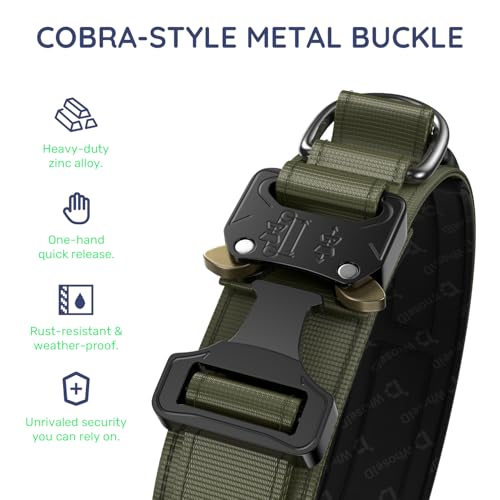 Premium Tactical Dog Collar (Army Green / XL: Fits Neck 20.5"-24.5")