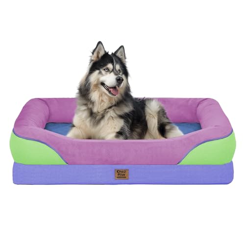 Orthopedic Washable XXL Dog Bed for Extra Large Dogs (Lavender Blue / 45"L x 35"W x 7.5"Th)
