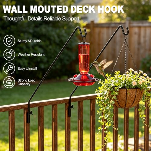 2 Packs Heavy Duty Extended Reach Wall Mounted Deck Hook Wall Pole (43in Long Wall Mounted Hook-2 Packs)