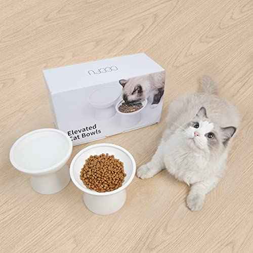 Extra Wide Elevated Ceramic 6.2" Deeper Cat Water Bowl (White-Deeper)