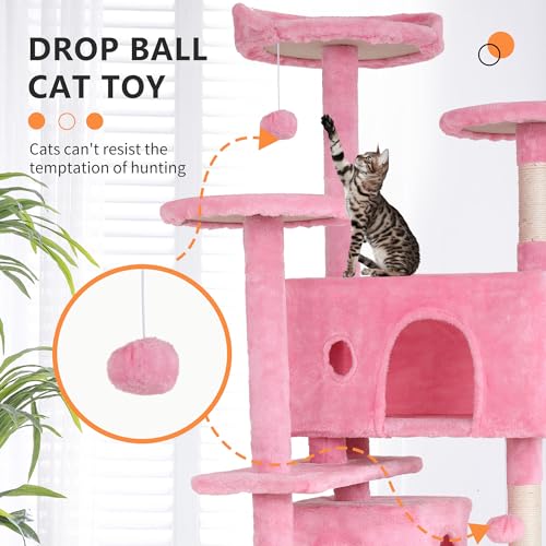 54" Cat Tree Tower (54in / Pink)