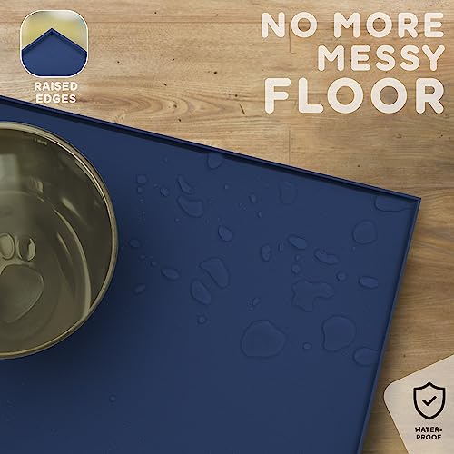 Dog Food Mat 28x18” Large Silicone Stove Top Protector (28"L x 18"W / Navy)