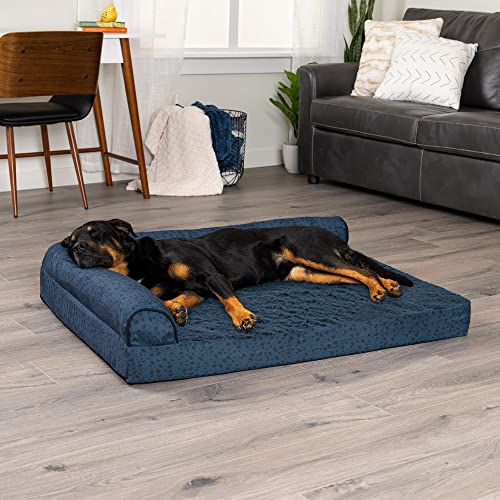 Cooling Gel Dog Bed for Large Dogs w (Jumbo / (Plush & Almond Print) Blue Almonds)
