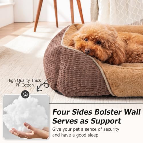 Dog Beds for Medium Dogs Washable (Caramel Brown / L(30’’x 24’’x 9’’))