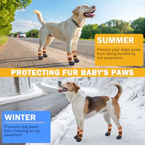 Anti Slip Dog Boots & Paw Protectors for Hardwood Floor (Khaki / X-Large(Paw width 2.36in/6cm))