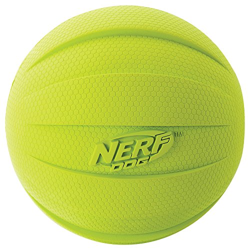 Rubber Ball Dog Toy with Squeaker (Green / 1 Count (Pack of 1) / Single)