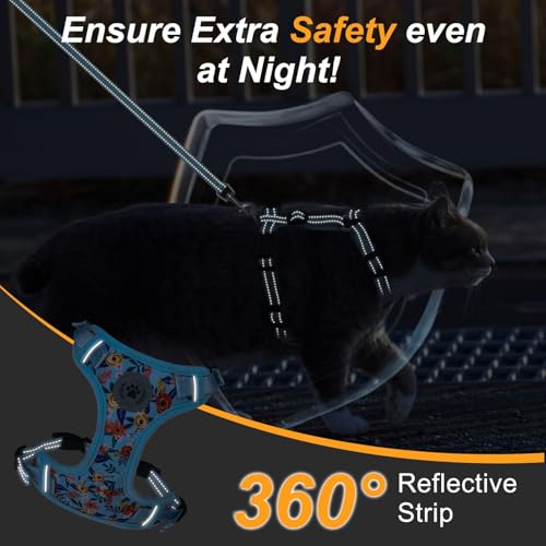 Cat Harness and Leash Set (Blue / S (Chest: 11 - 16"))