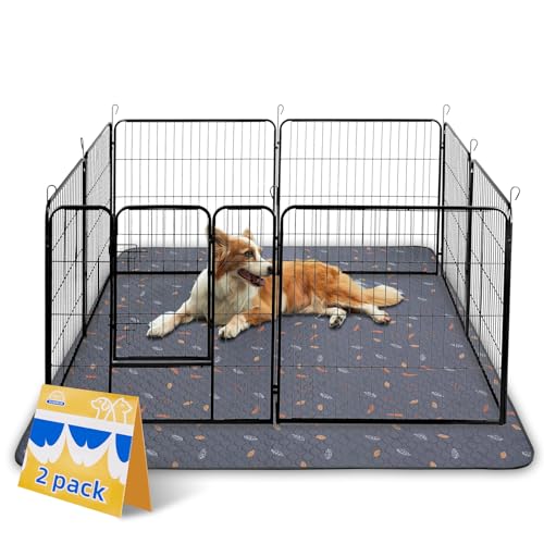Washable Pee Pads for Dogs Extra Large 48" x 60" 2 (Leaves - Deep Grey / 48x60 Inch (Pack of 2))