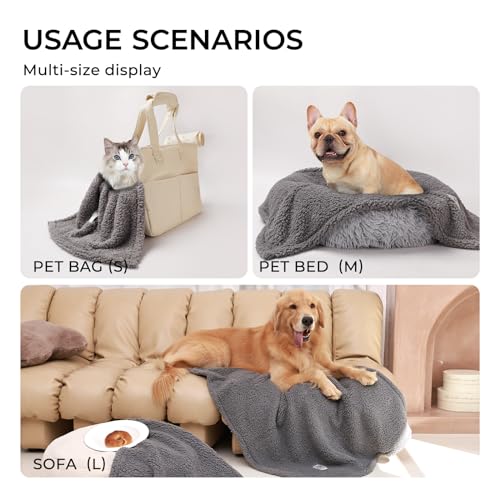 1 Pack 3 Calming Blankets Fluffy Premium Fleece Pet Blanket Soft Sherpa Throw for Dog Puppy Cat Grey Medium (Medium (Pack of 3) / Grey)