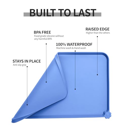 Silicone Pet Feeding Mat (Blue / 32" x 24")