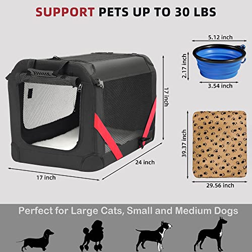 Large Cat Carrier for 2 Cats (Black / 24.0"L x 17.0"W x 17.0"H)