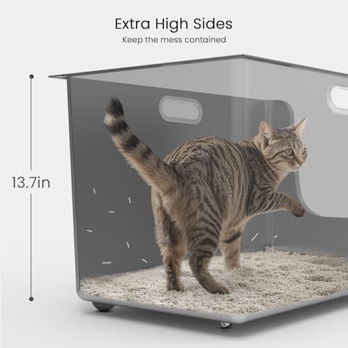 Stainless Steel Litter Box 13.7'' High Sides (SILVER / 20"L x 12.2"W x 13.7"H)