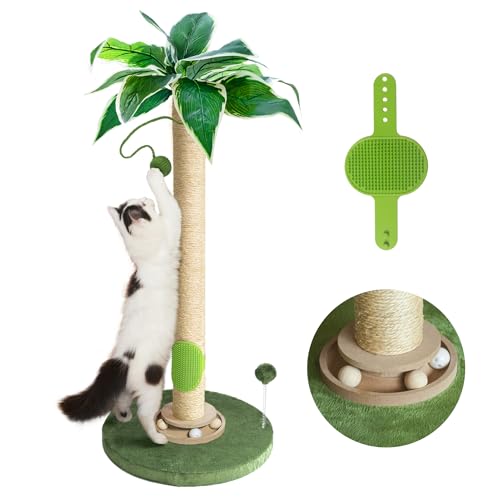 Cat Scratching Post 33'' Tall with Toy (Palm Green-33 Inches)