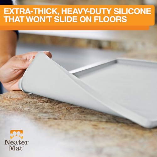 Neater Mat Pet Mats for Food and Water (24"L x 16"W / Light Gray)