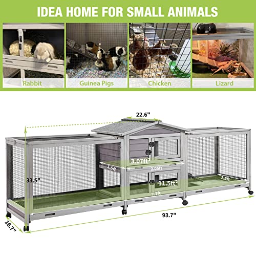 Bunny Cage and Outdoor Rabbit Hutch with Casters Waterproof Roof