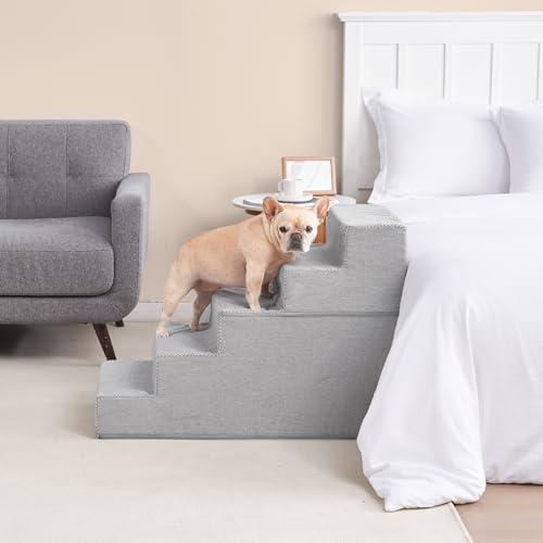 Dog Stairs for Bed 22.5"H (Light Grey / Extra Wide 17.7" x 35" x 22.5")