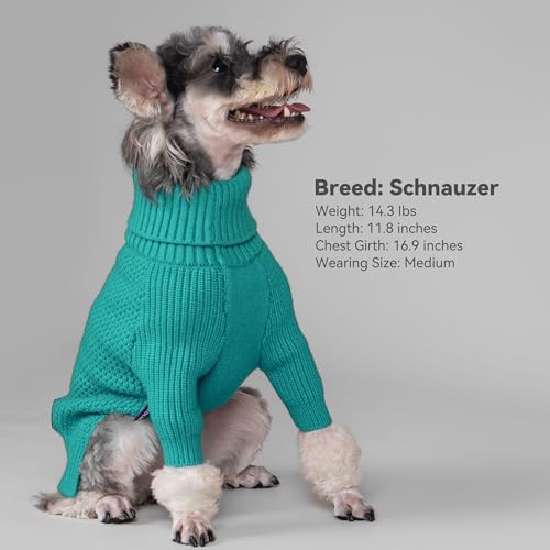 Dog Sweater Long Sleeve Warm Knit Sweaters for Large Dogs Boy Girl (Aqua Green / XX-Large)
