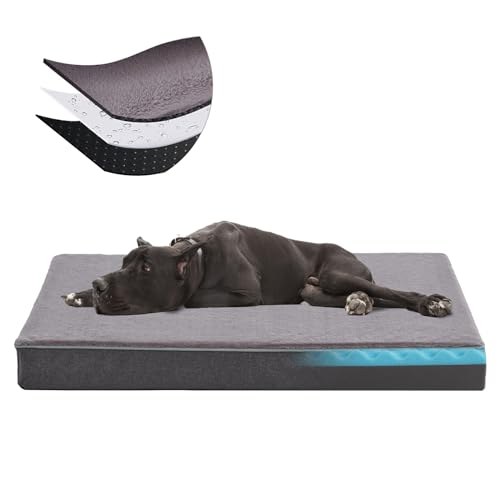 Cooling Dog Beds for Dogs (Grey / XXX-Large: 50" x 34" x 4")