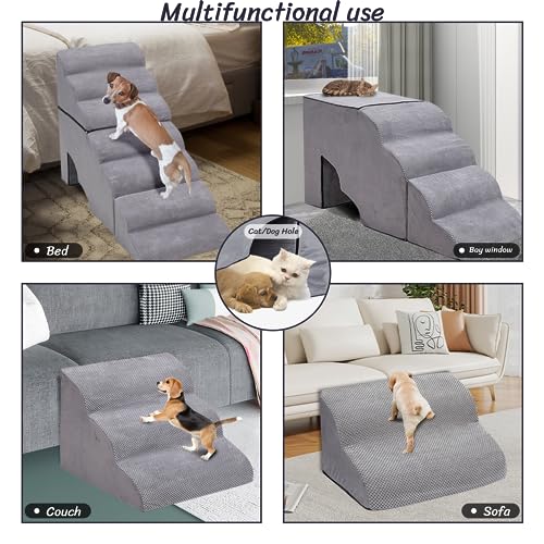 7 Step 35D Foam Dog Stair for High Beds 32 inches Tall (Grey 32" H)