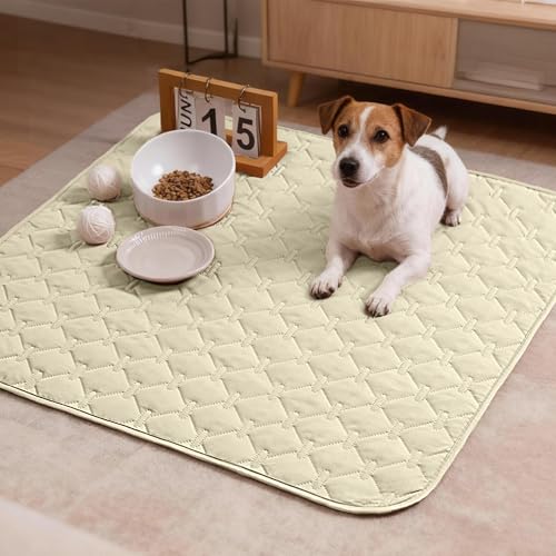 100% Double Sided Waterproof Dog Bed Cover Pet Blanket Sofa Couch Furniture Protector for Puppy Large Dog Cat (30x30 Inch (Pack of 1) / Dark Cream/Light Cream)