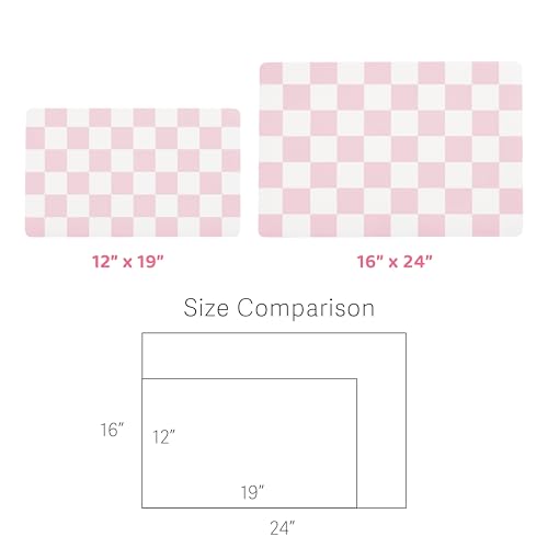 Checkered Dog Feeding Mat (24"L x 16"W / Pink)