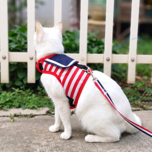 Cat Harness and Leash Set Escape Proof (Sailor Suit Red / XL 11-20 lbs)