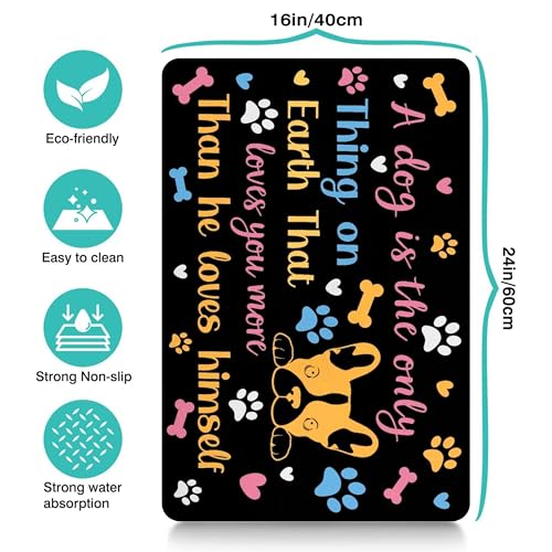 Pet Feeding Mat for Floors Waterproof Dog Mat for Food and Water Absorbent Quick Dry Non Slip mat for Cat Bowls (24"L x 16"W / Black)