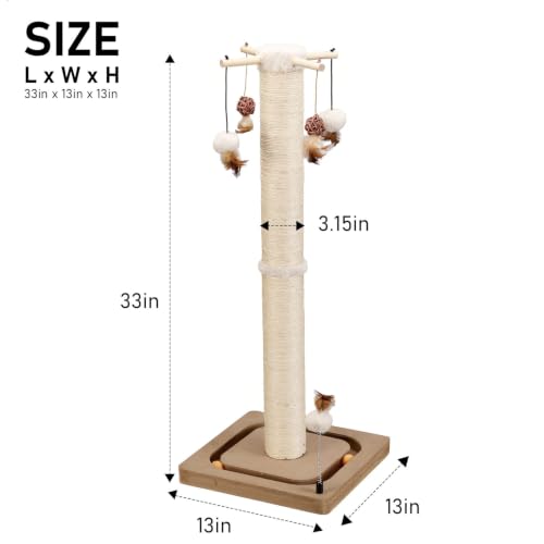 Cat Scratching Post for Indoor Adult Cats and Kittens (33inhces)