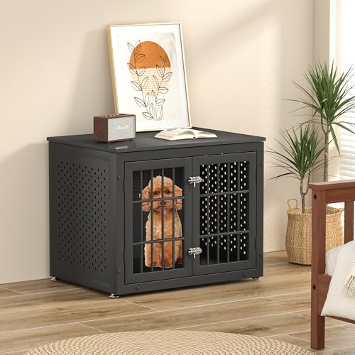 32" Heavy Duty Dog Crate Furniture for Small and Medium Dogs (32.7"L x 23.6"W x 26.0"H / Black)