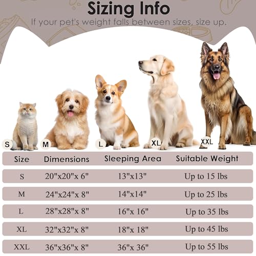 28in Large Dog Bed (Brown / 28.0"L x 28.0"W x 8.0"Th)