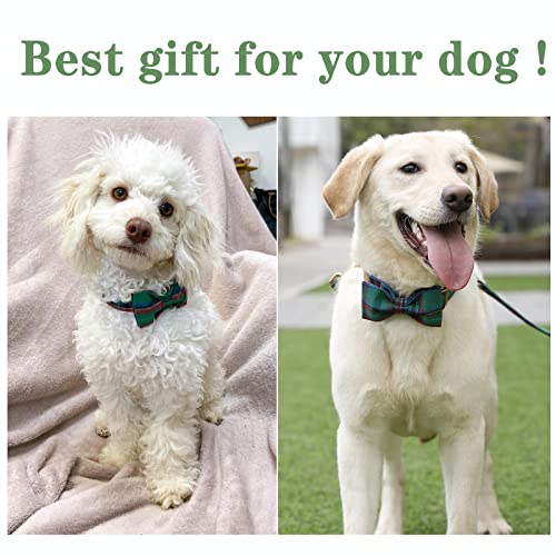 Dog Collar with Bow Tie Christmas Dog Collar for Small Medium Large Dogs with Adjustable Metal Buckle (Small / NewLG)
