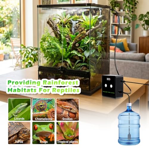 Smart Reptile Mister Automatic Mister System for Reptile Tank APP WiFi Remote Control Reptile Humidifier Fogger for Aquarium Terrariums with 360°Adjustable Misting Nozzles for Frog Lizard Amphibians (4 Nozzles)