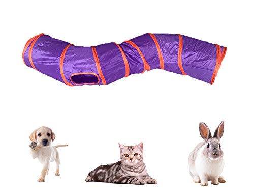 Cat Tunnel Toys for Indoor Cats Kittens Rabbits (47" (Shape S) / Purple)