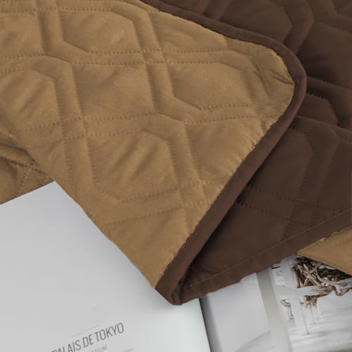 Waterproof Dog Bed Cover Pet Blanket for Furniture Bed Couch Sofa Reversible (82x120 Inch (Pack of 1) / Chocolate+camel)