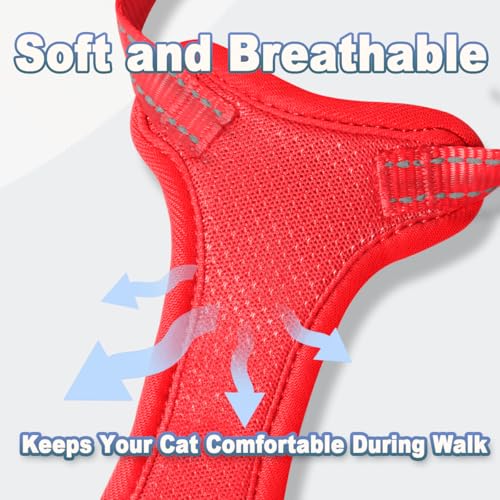 Cat Harness and Leash Set Escape Proof for Kitten Walking (XX-Small / Red)