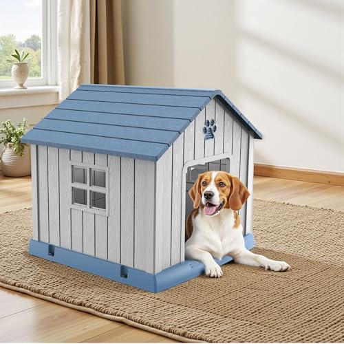 32in Large Outdoor Dog House (Blue / 31.18*33.7*32.52)