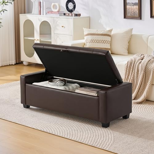 48" Ottoman with Storage (Dark Brown / 19.7"D x 48"W x 16.9"H)